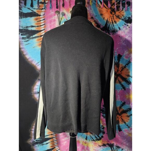 Vintage BCBG Maxazria 1/4 Zip Black Sweater 100% Cotton Cropped Sweater XL - Picture 5 of 10